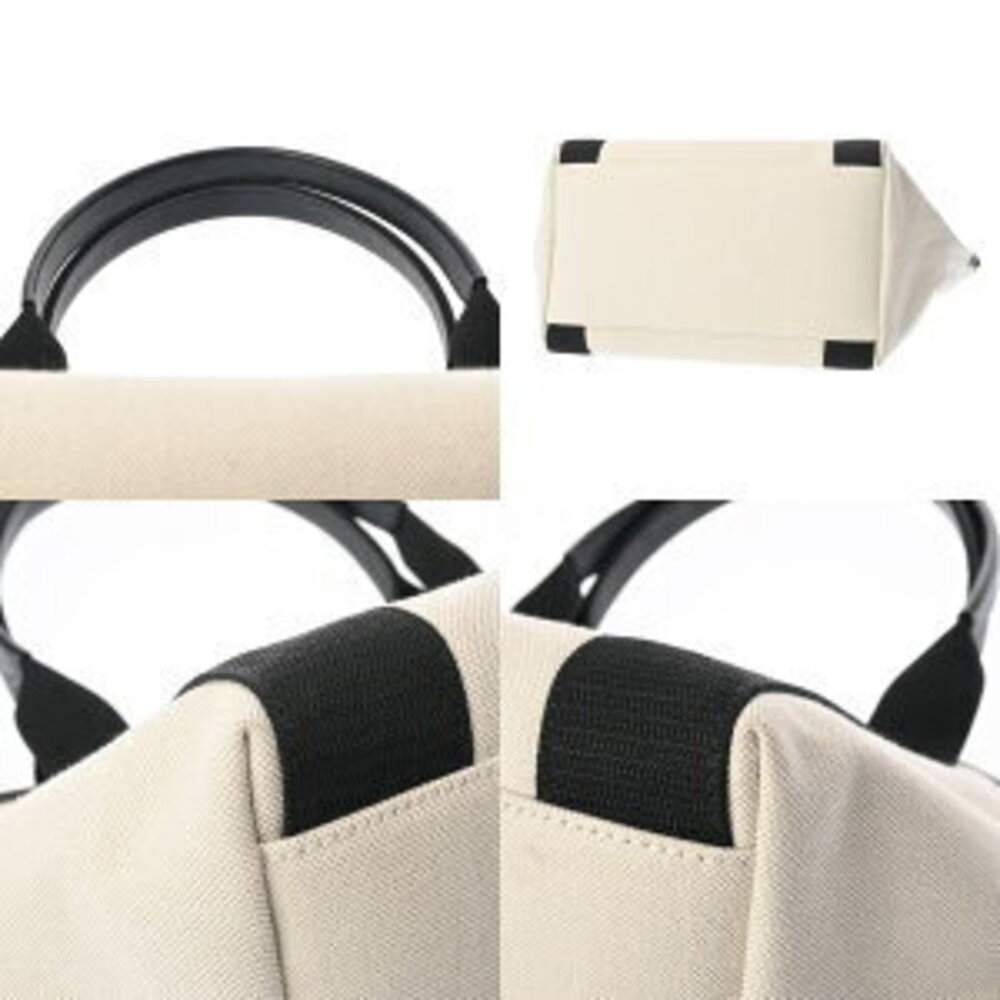 Balenciaga Biarritz Tote Black Canvas Square Calf Bag - Picture 4 of 9